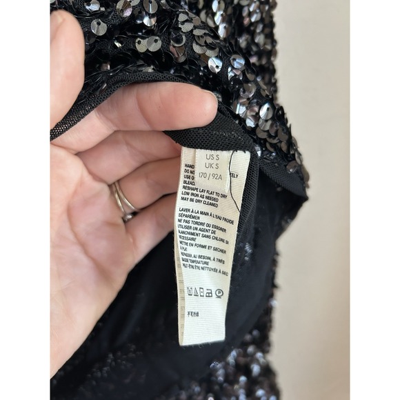 Free People Moonstruck Sequin Top S Black Backless Bell Goth Party Glam Festival - Picture 4 of 7